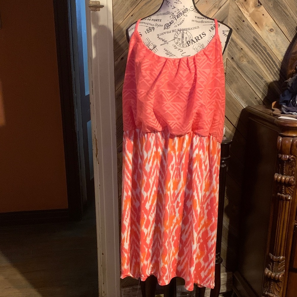 Maurices Coral and White Printed Sundress